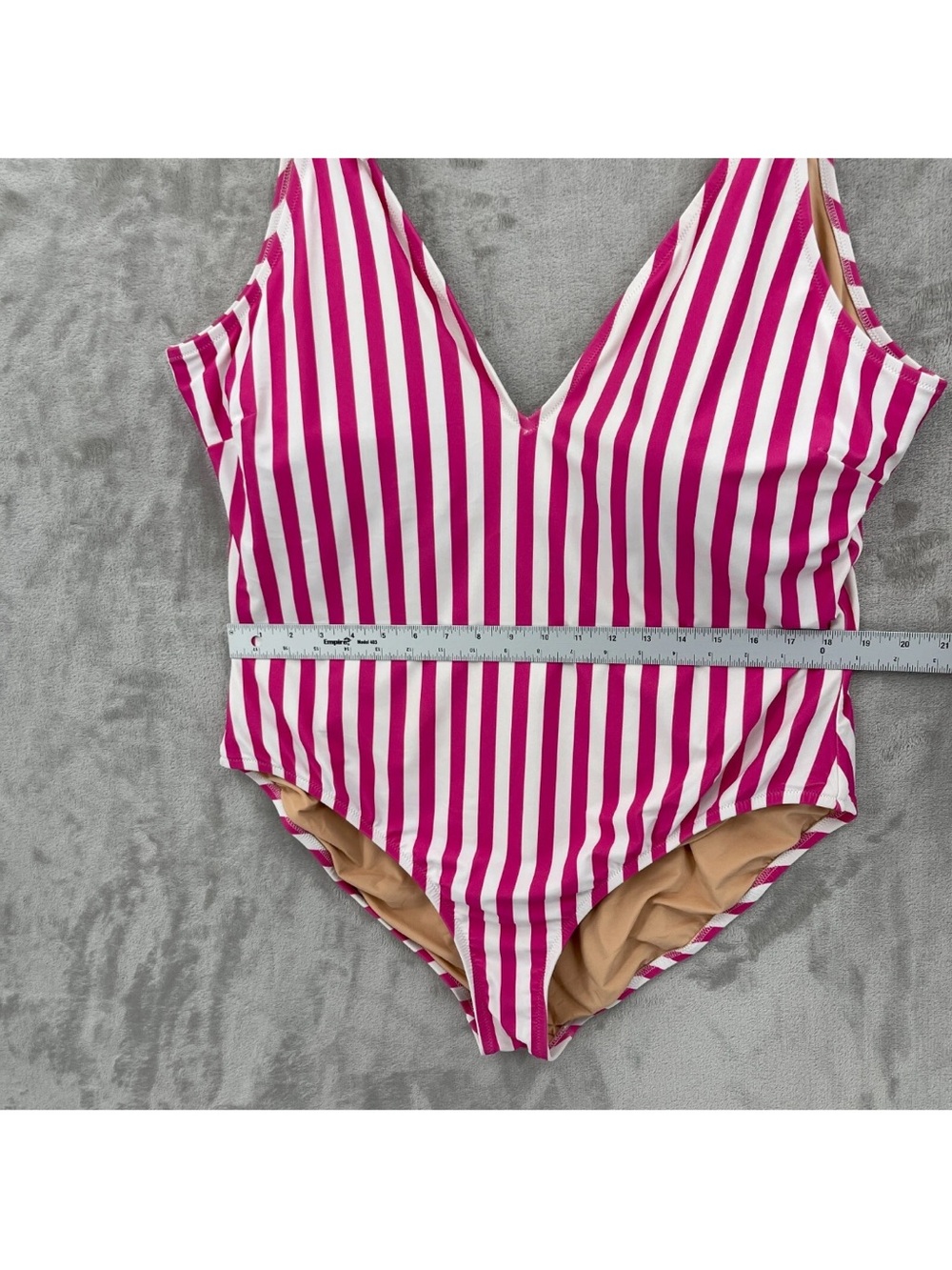 J. Crew 3X Pink & White Striped Tie-Shoulder One-Piece - Picture 15 of 16